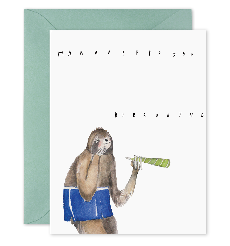 Speedy Sloth | Birthday Greeting Card Belated: 4.25 X 5.5 INCHES