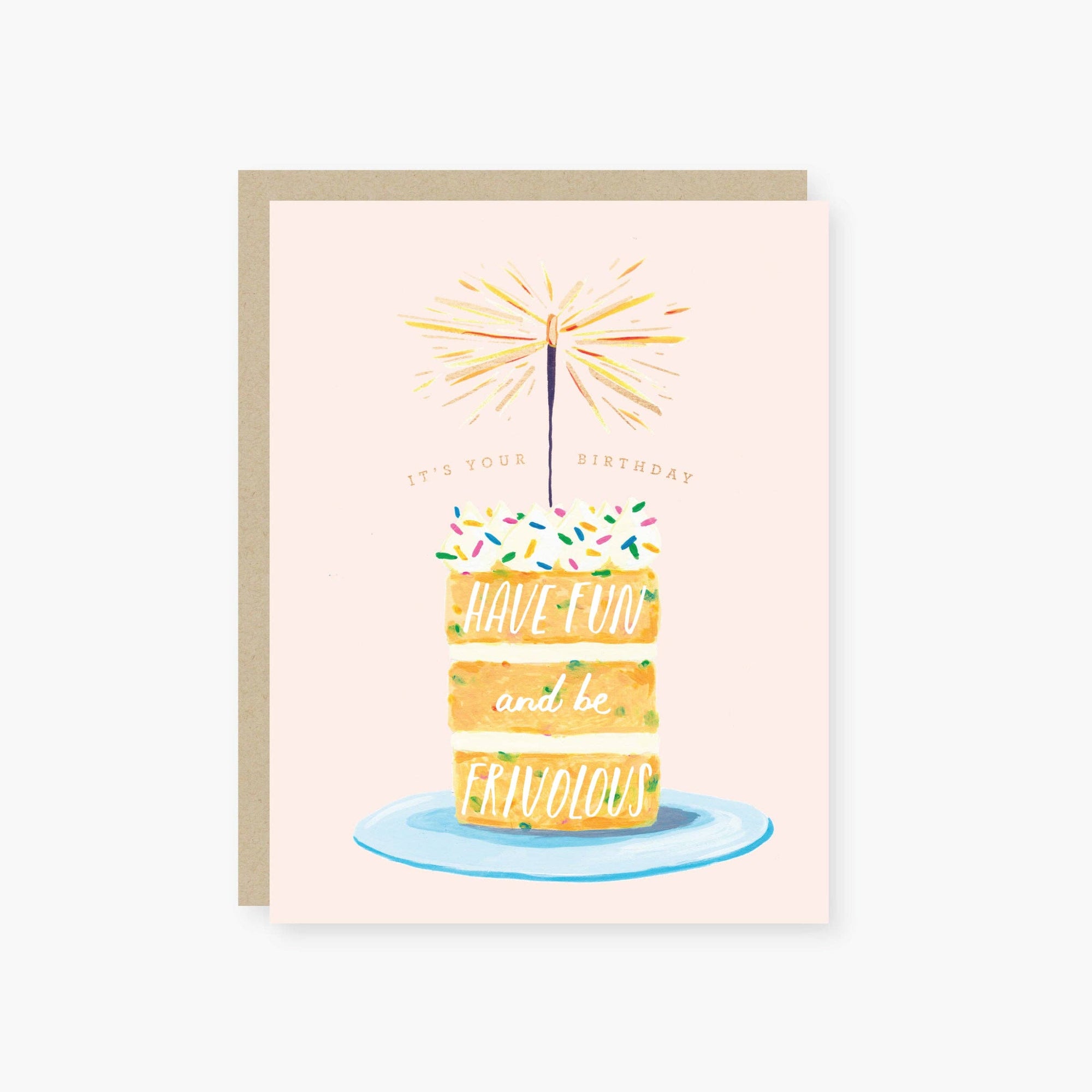 Fun and frivolous sparkler cake Birthday Card: Single