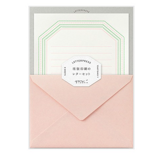 Midori Letterpress Frame Letter Writing Set in Pink