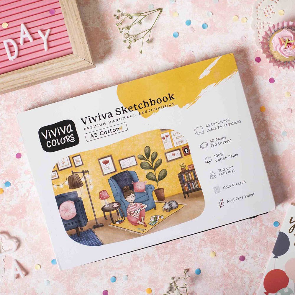A5 Cotton Sketchbook - 100% cotton handmade paper