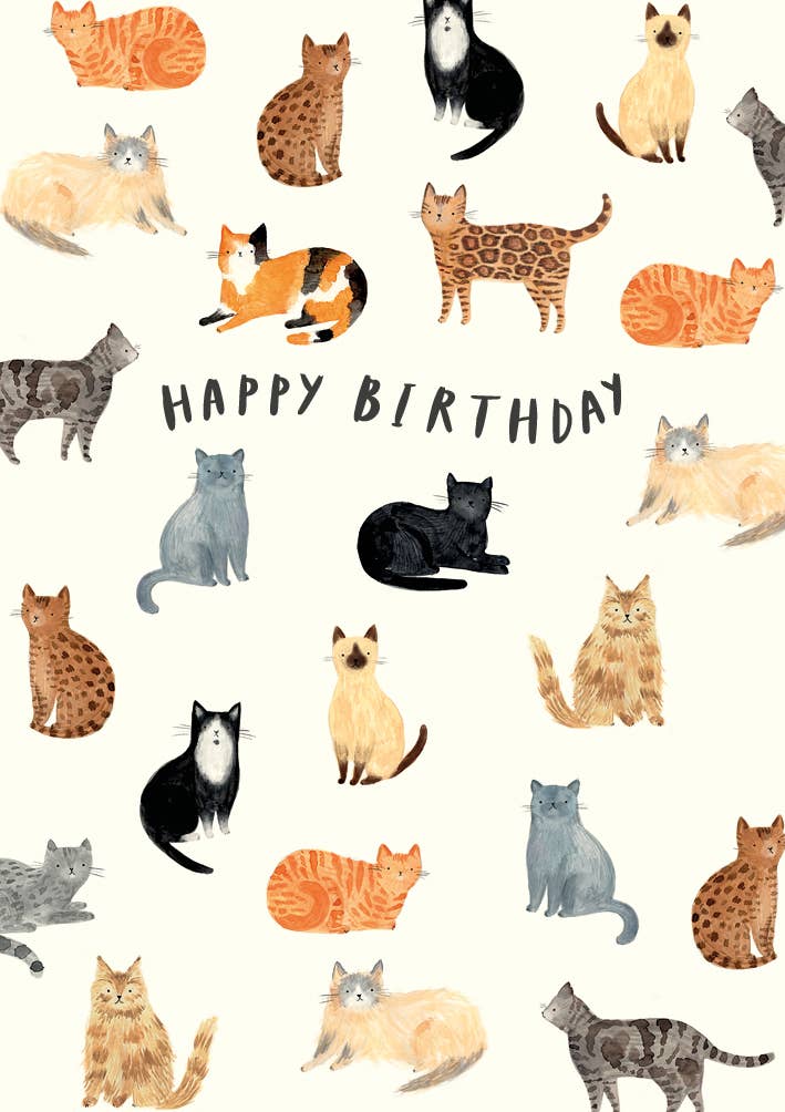BIRTHDAY MANY CATS GREETING CARD ART FILE