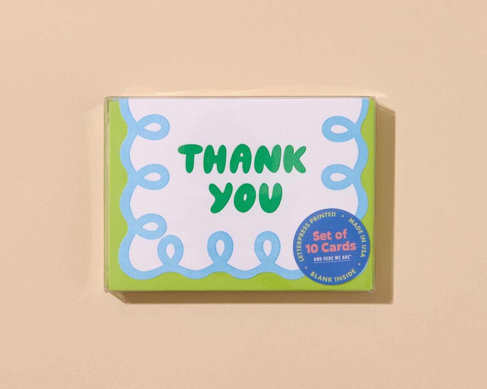 Coquette Thank You Card Set (10) - Blue/Green - Baby Shower Wedding Shower - Made in USA