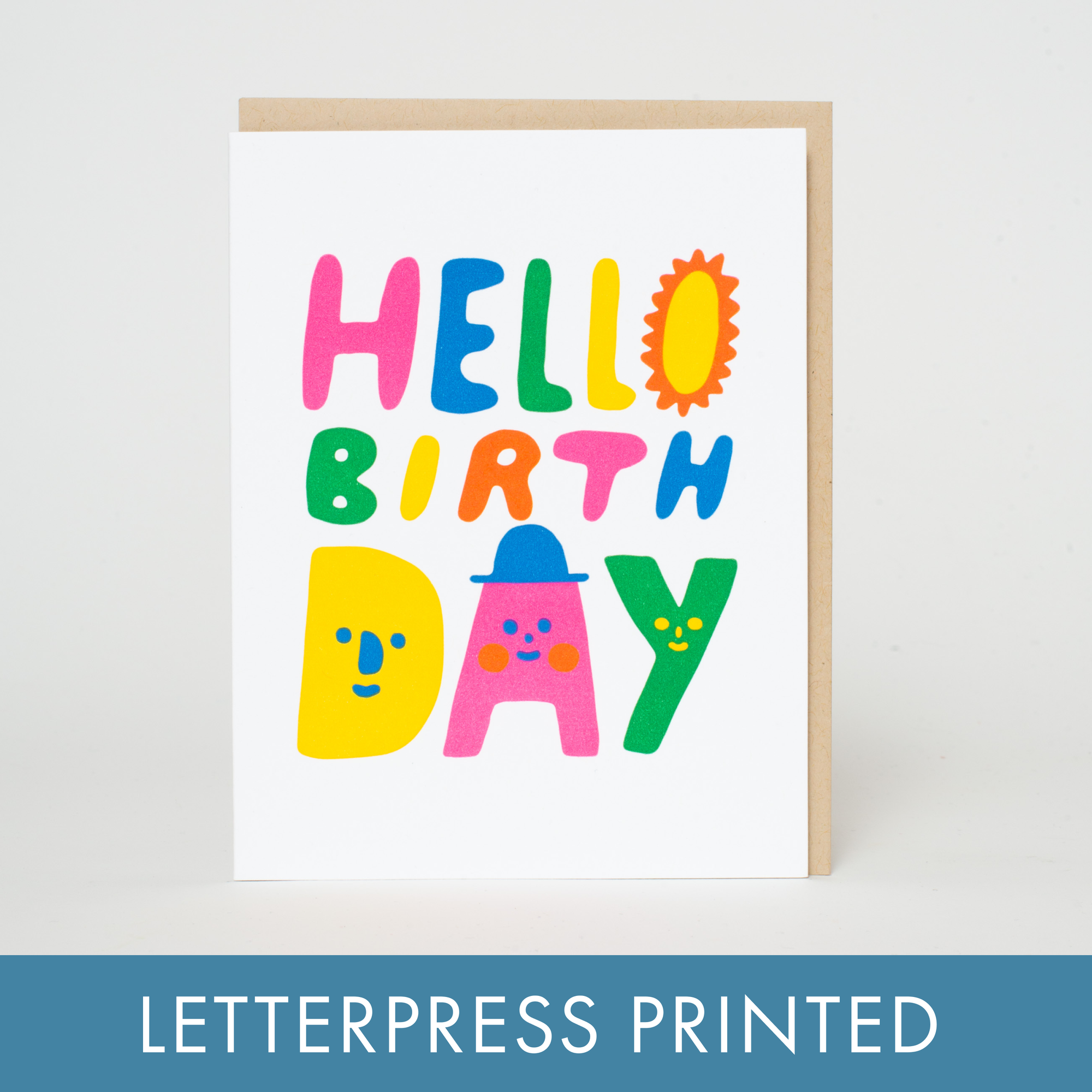 Hello Birthday Letterpress Greeting Card by Suzy Ultman