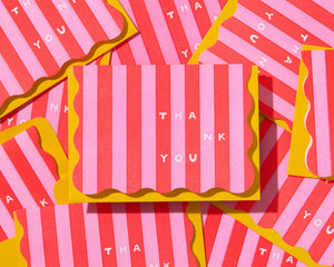 Stripes Letterpress Thank You Card Set (10) - Red/Pink