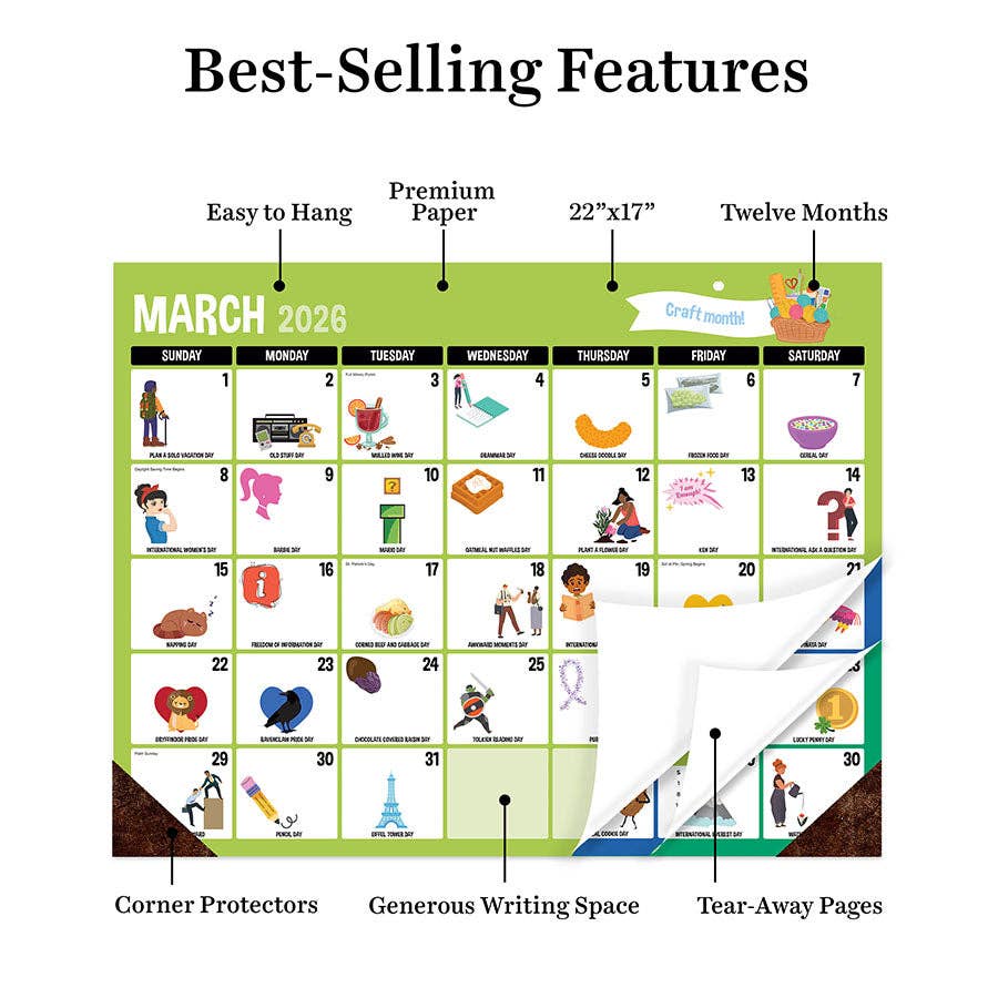 Every Day's A Holiday Large Desk Pad Monthly Calendar