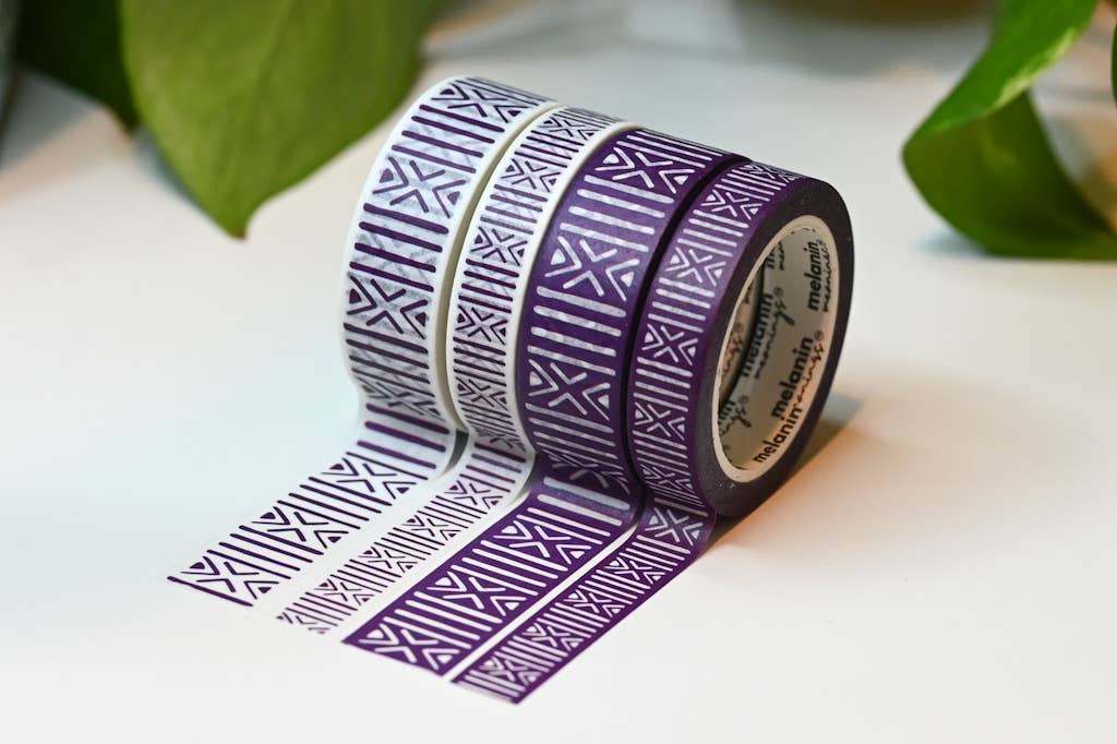 Mudcloth African Textile Inspired Washi Tape Set: Purple