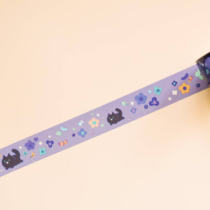 PET Tape (Transparent) Floral Black Cat