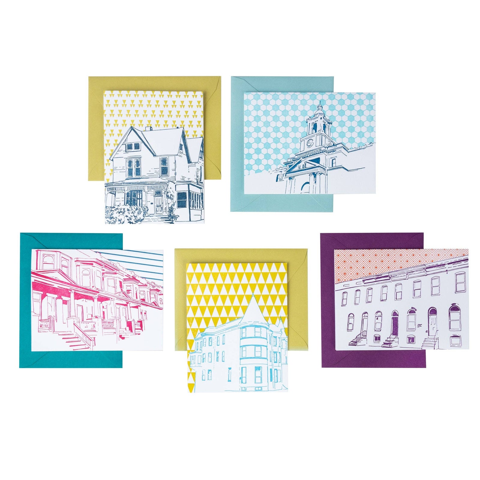 Baltimore Maryland | House Architecture Pack of 5 Cards
