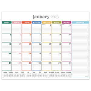 2026 Rainbow Blocks Desk Pad Monthly Blotter Calendar