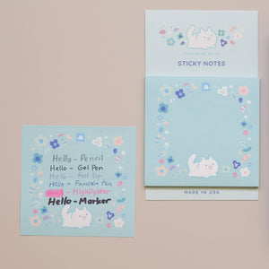Sticky Notes - Floral White Cat