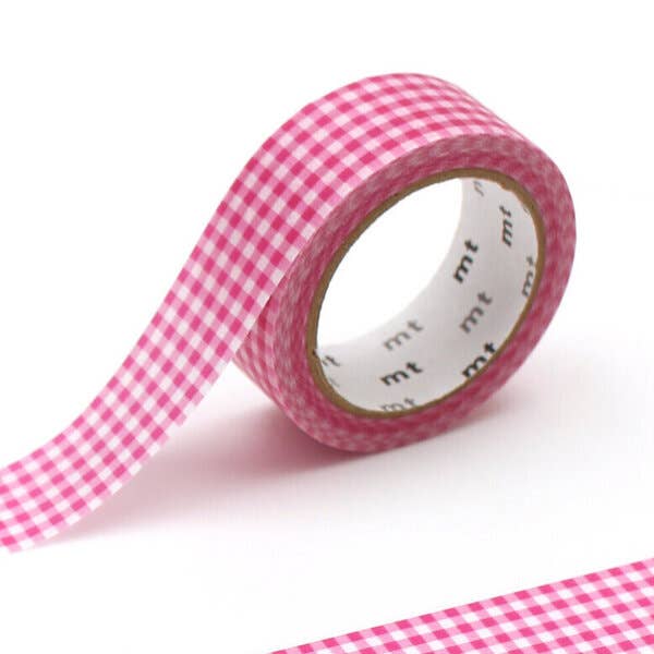 15mm delicate checkered pink