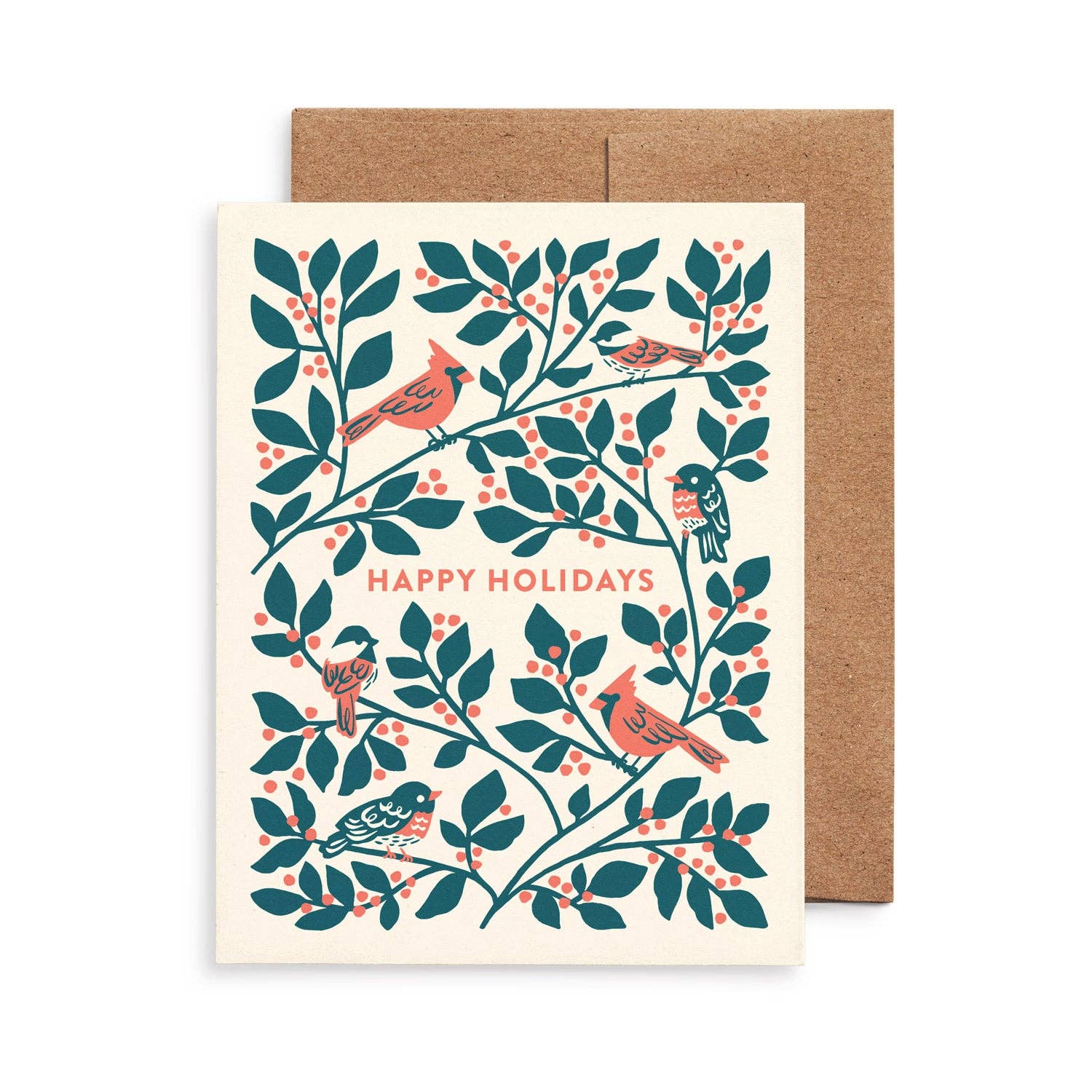 Birds & Winterberry Christmas Card: Original Art