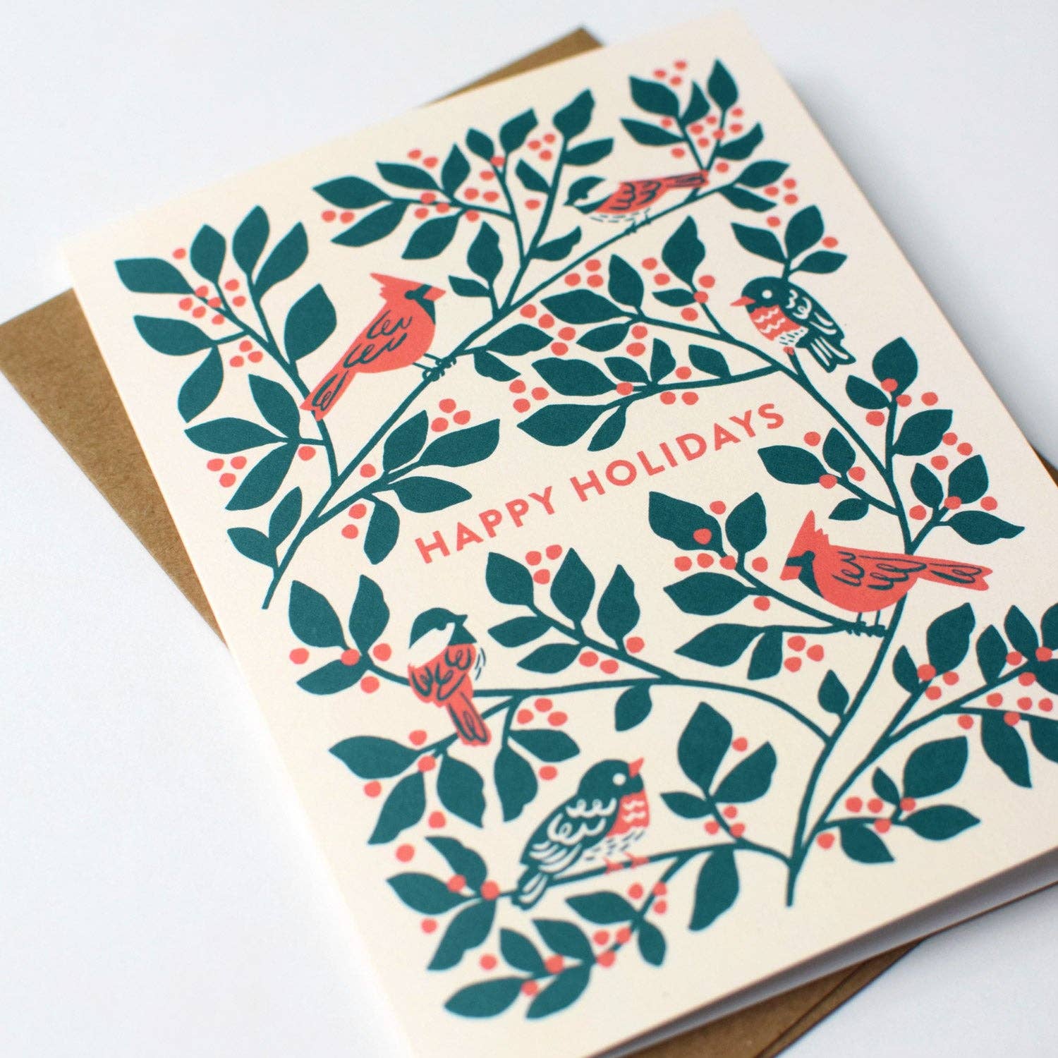 Birds & Winterberry Christmas Card: Original Art
