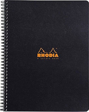 A4 Lined Spiral "4 Colors" Book Softcover, RHODIA  in Black