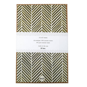 Green Herringbone Letter Writing Stationery Set