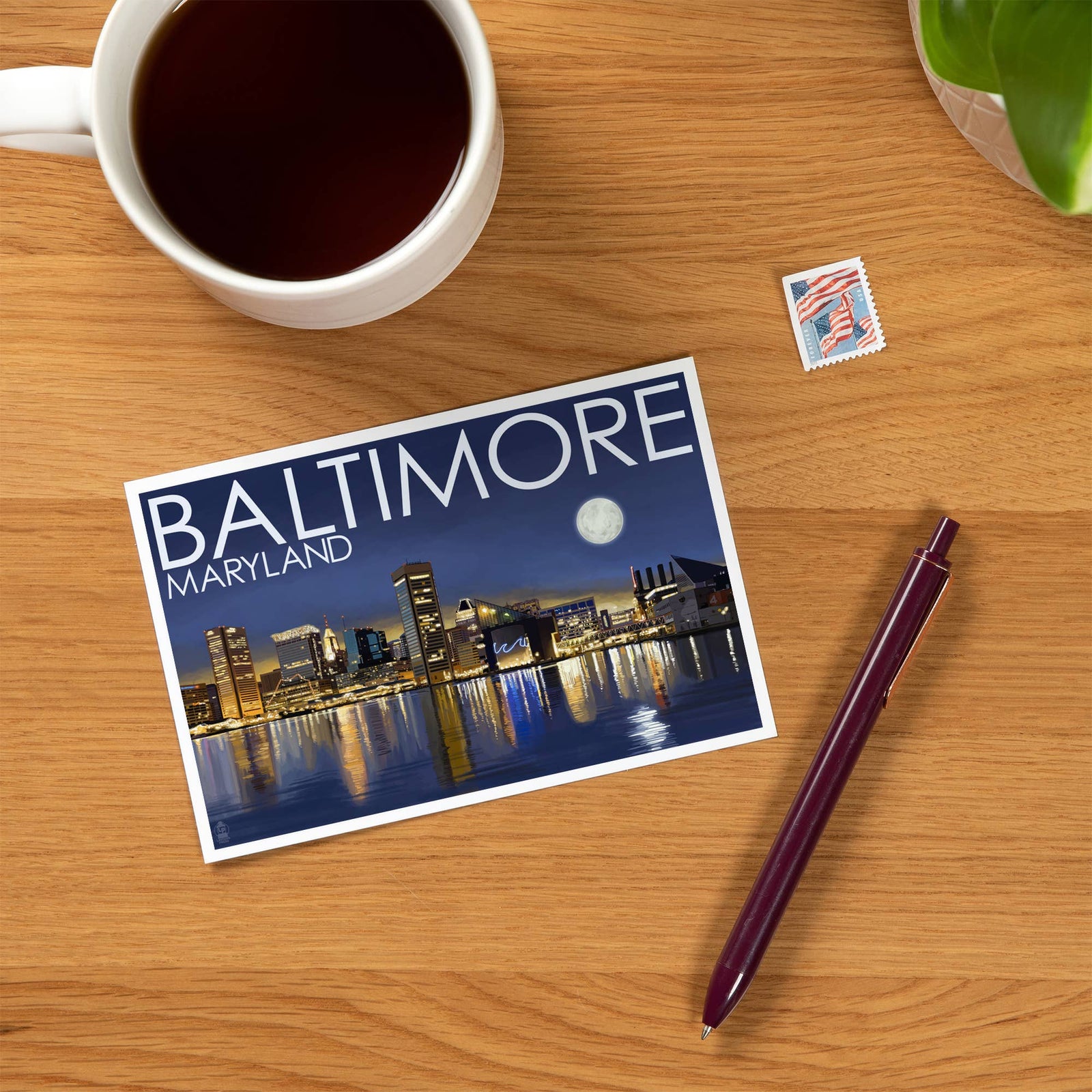 PREMIUM POSTCARDS Baltimore, Maryland, Skyline at Night