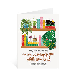 While You Read | Bookshelf birthday card for book lovers