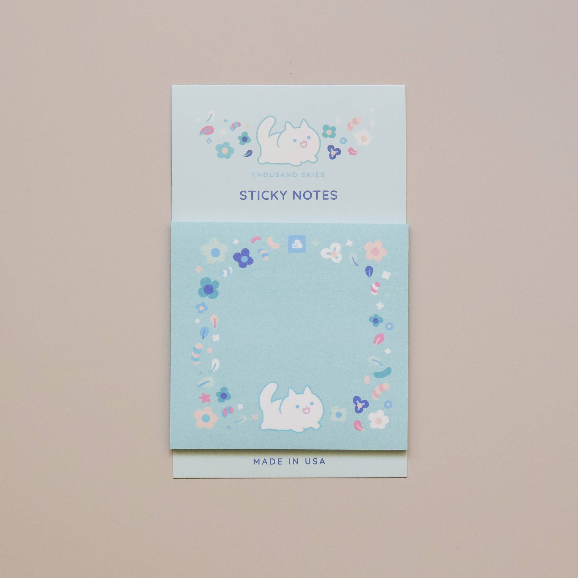 Sticky Notes - Floral White Cat
