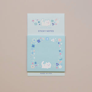 Sticky Notes - Floral White Cat