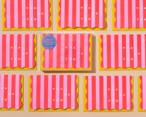 Stripes Letterpress Thank You Card Set (10) - Red/Pink