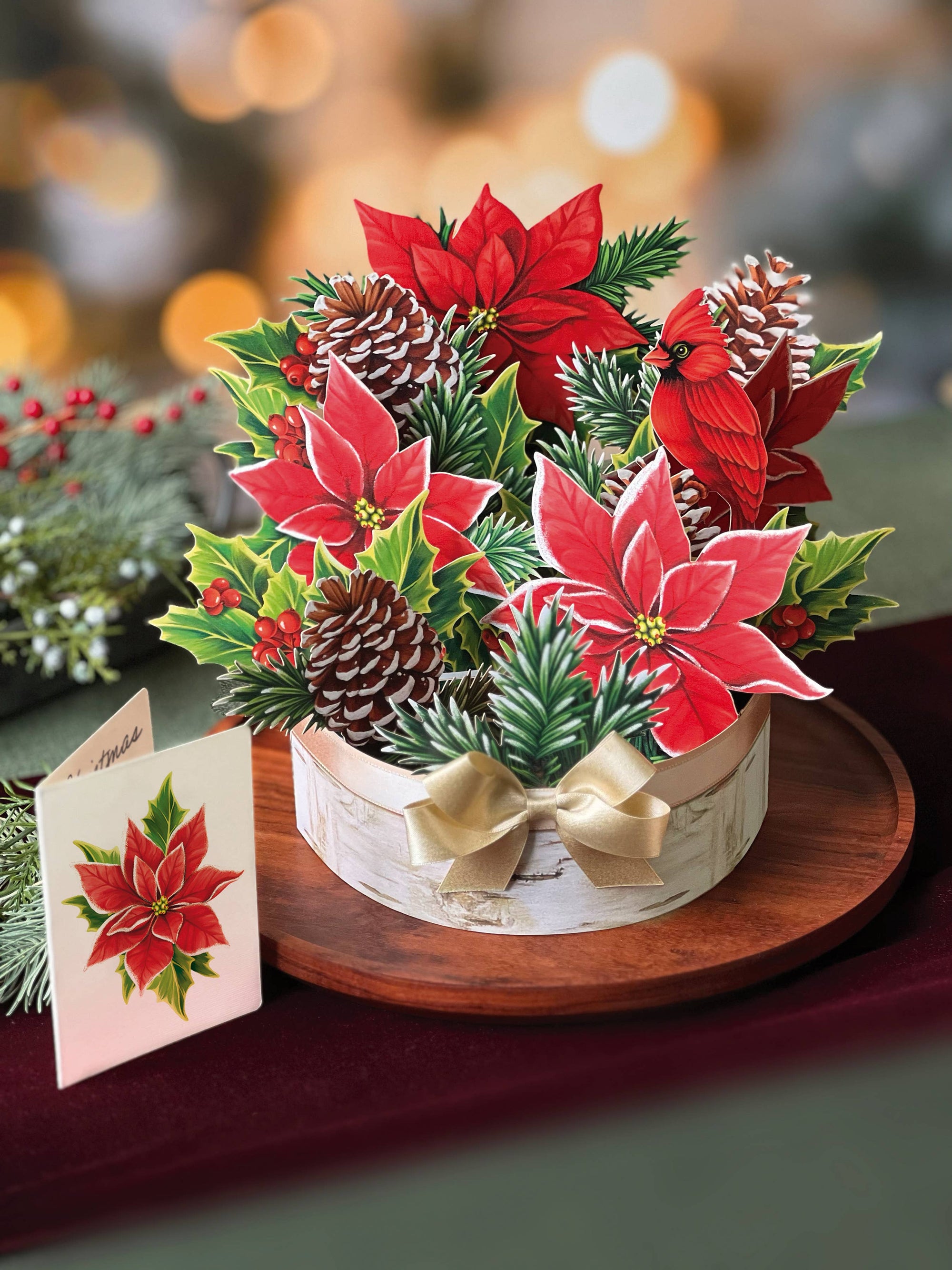Birch Poinsettia (8 Pop-up Greeting Cards)