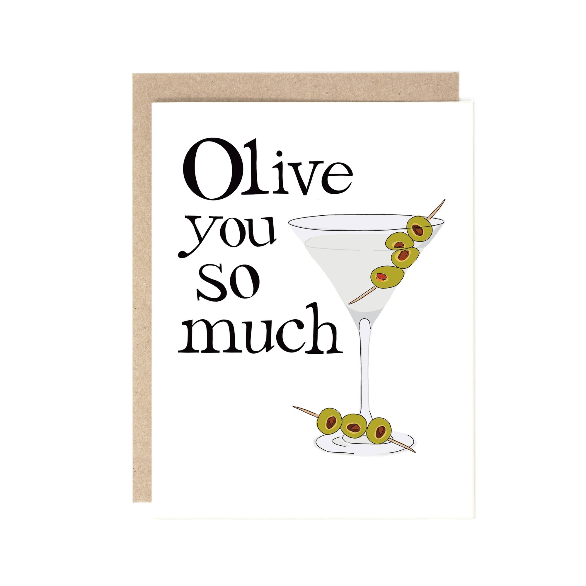 Olive (I love) you so much Pun Valentine's Day Card