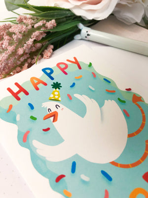 Happy Birthday Funny Bird Greeting Card