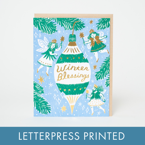 Winter Blessings Letterpress Greeting Card by Phoebe Wahl