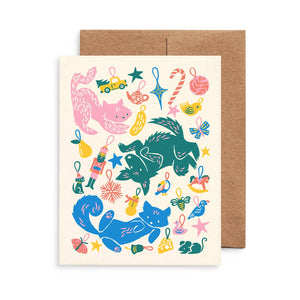 Merry Pets Christmas Ornaments Card: Original Dog & Cat Art