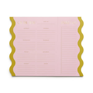 MEAL PLANNER NOTEPAD WITH MAGNETS - PINK + CHARTREUSE