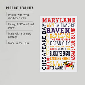 PREMIUM POSTCARDS Maryland Typography