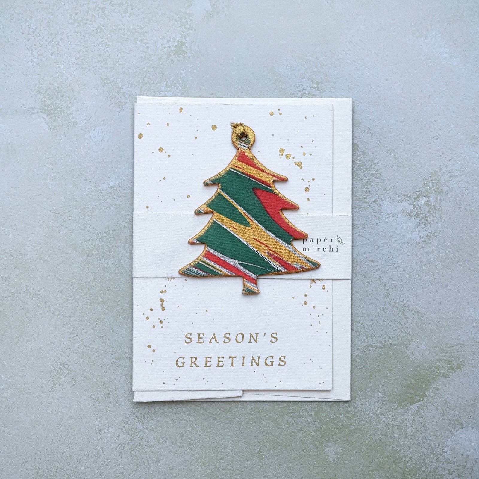 Ornament Greeting Card Tree Festive Paper Mirchi