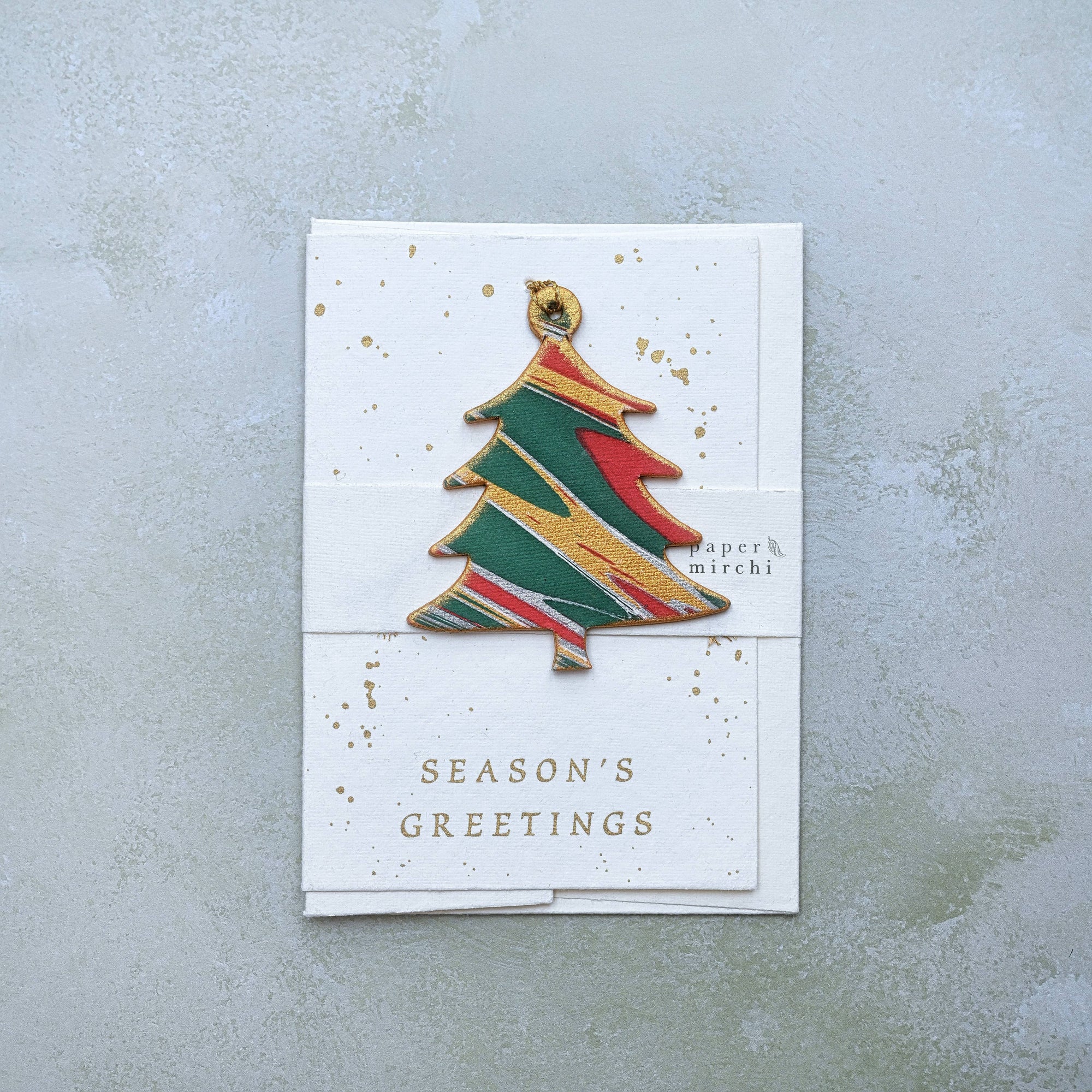 Ornament Greeting Card Tree Festive Paper Mirchi