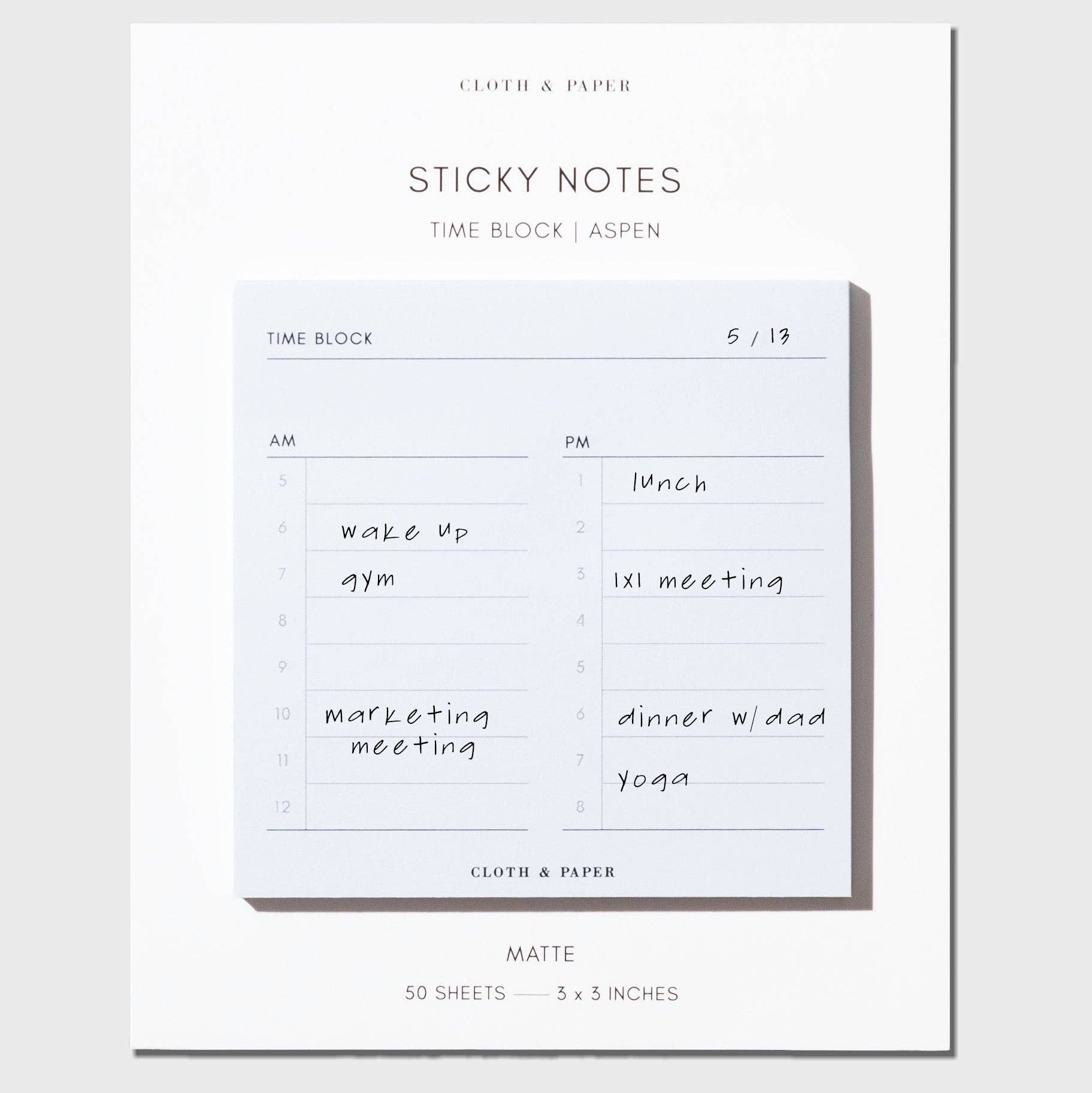 Time Block Sticky Note: Time Block Sticky Note - Paper Herald