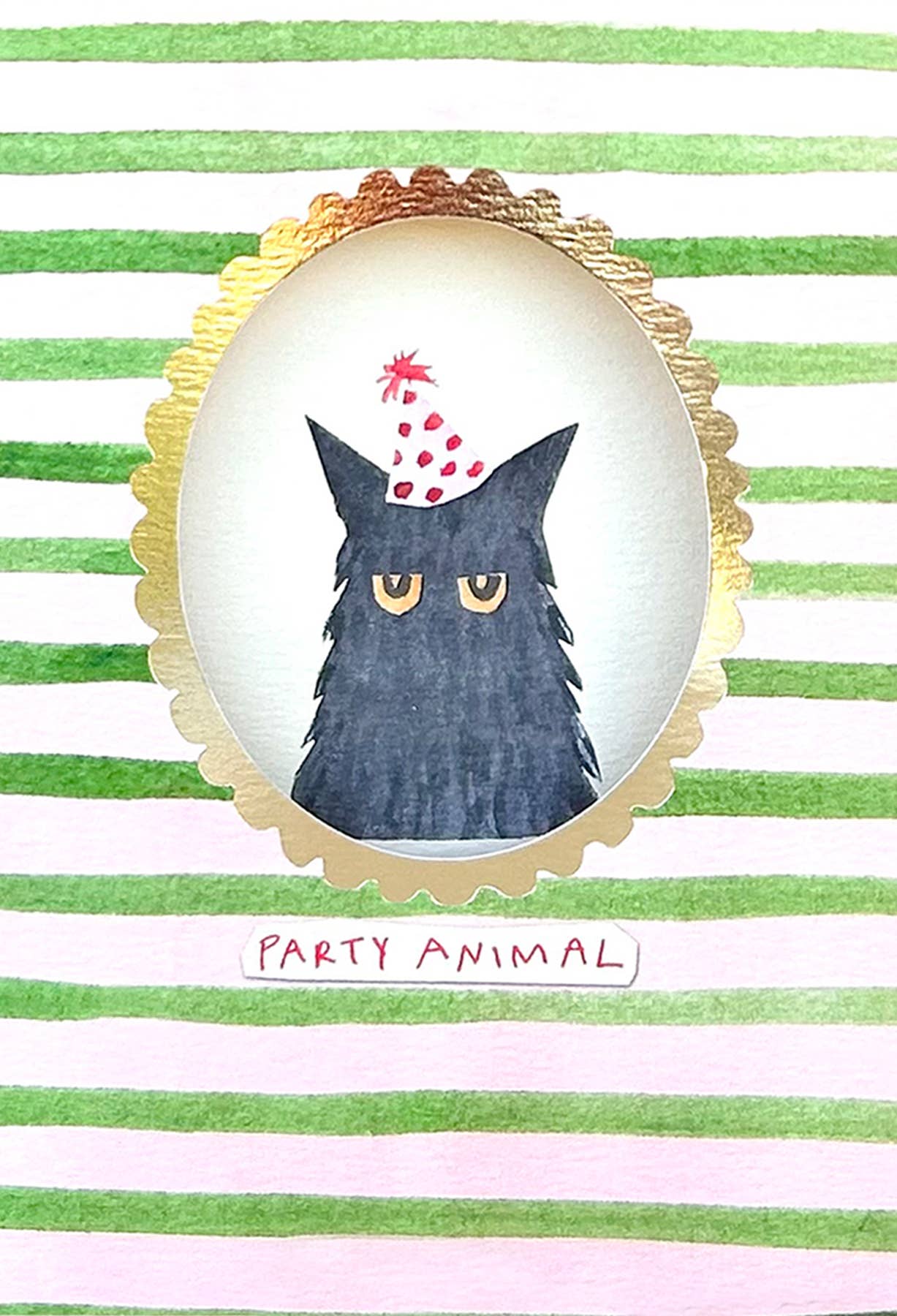 BIRTHDAY CAT PARTY DIECUT GREETING CARD POET & PAINTER