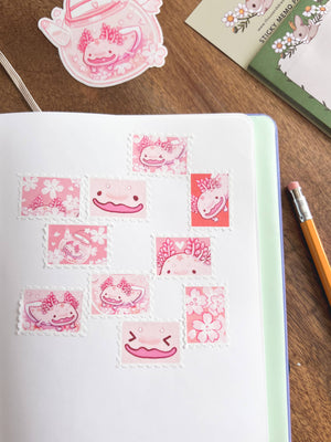 Stamp Washi Tape - Cherry Blossom Axolotl