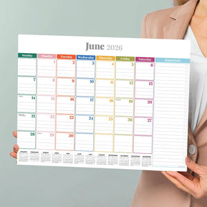 2026 Rainbow Blocks Medium Desk Pad Monthly Blotter Calendar