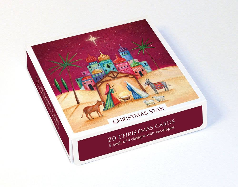 PACK OF 20 HOLIDAY CARDS  CHRISTMAS STAR M&G