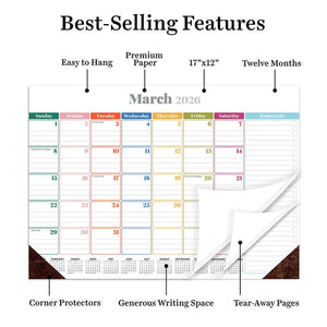 2026 Rainbow Blocks Medium Desk Pad Monthly Blotter Calendar