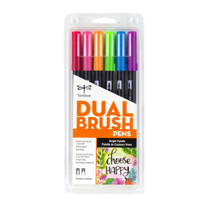Dual Brush Pen Art Markers, Bright, 6-Pack