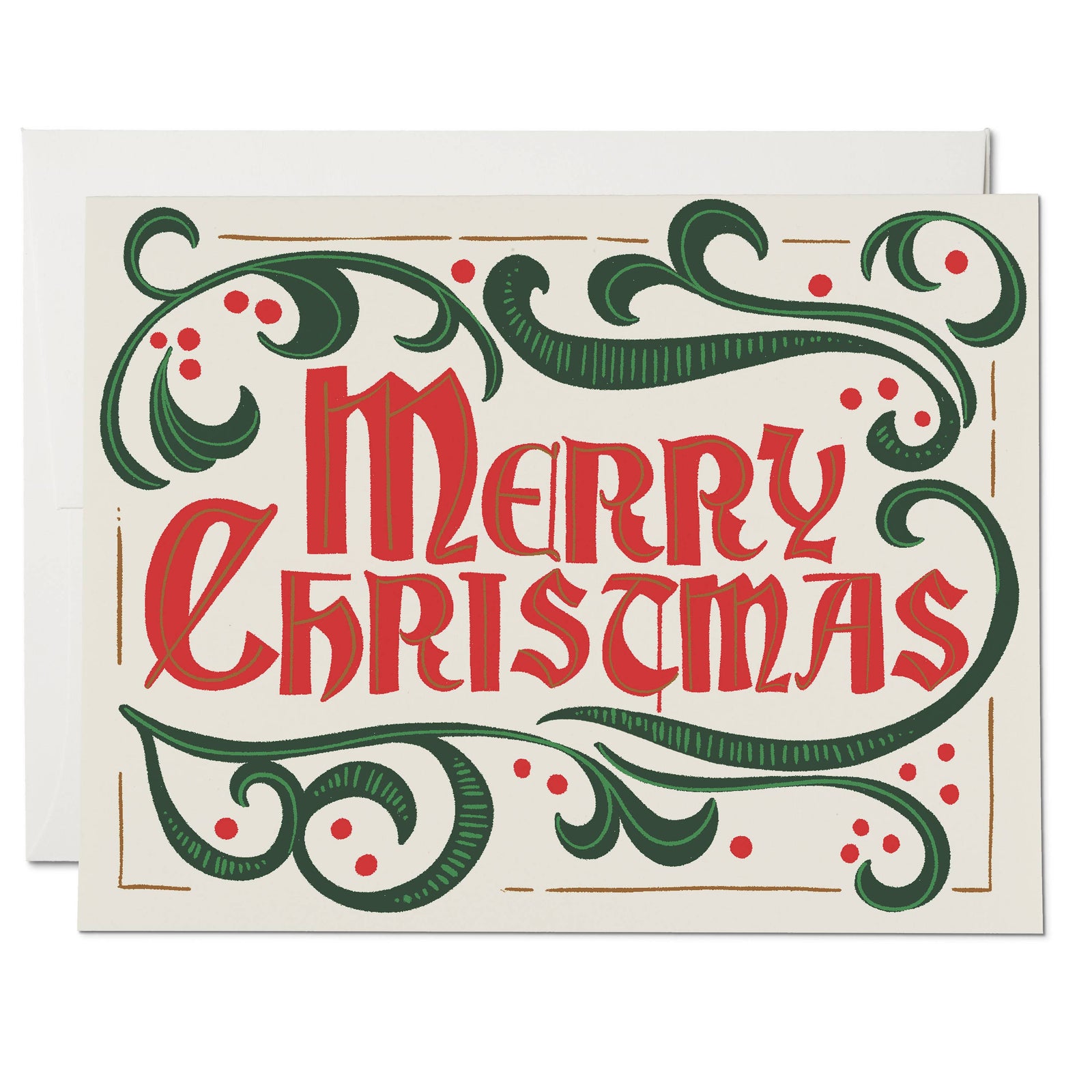 Old-Fashioned Christmas holiday greeting card: Singles