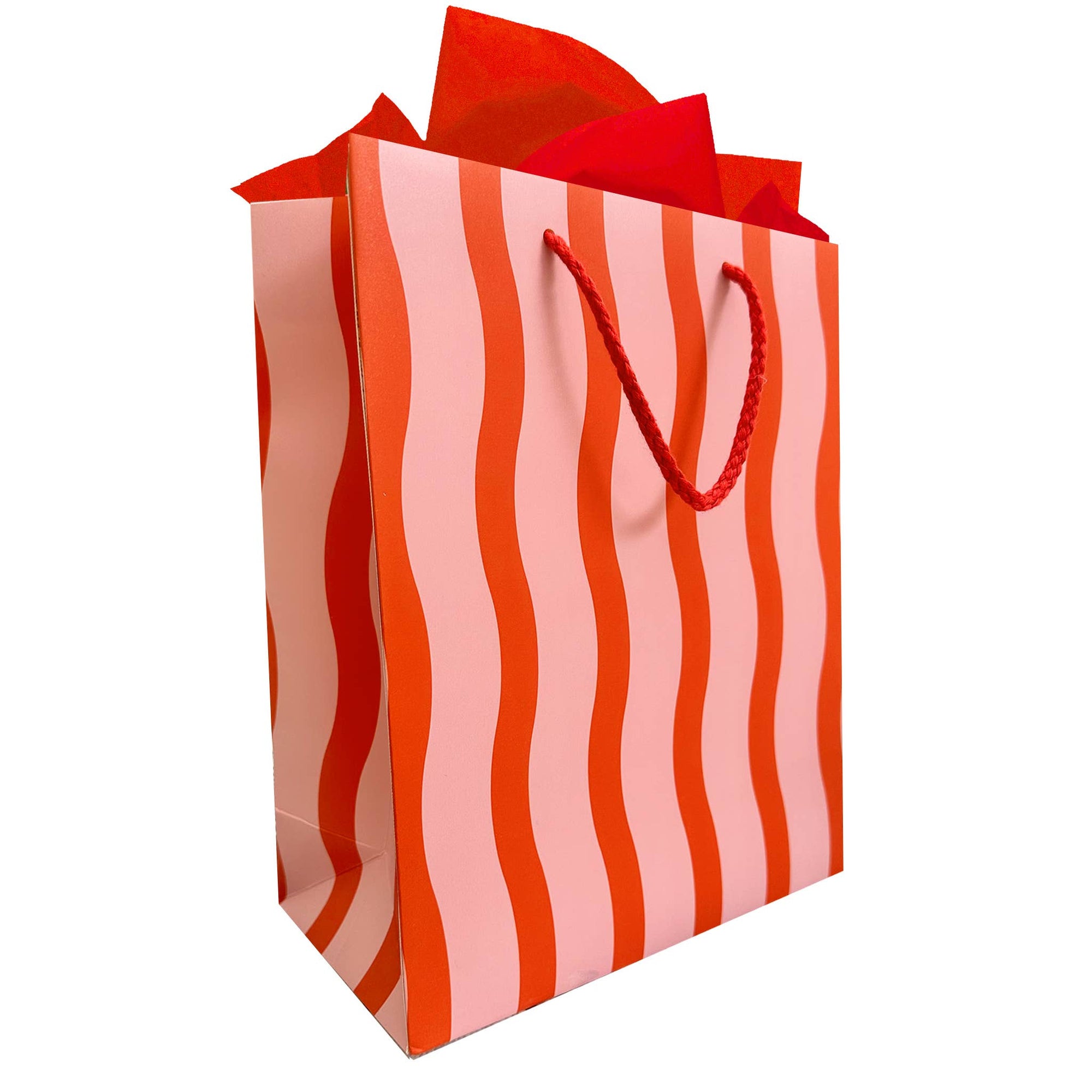 Tangy Red Fussy Stripe Gift Bag