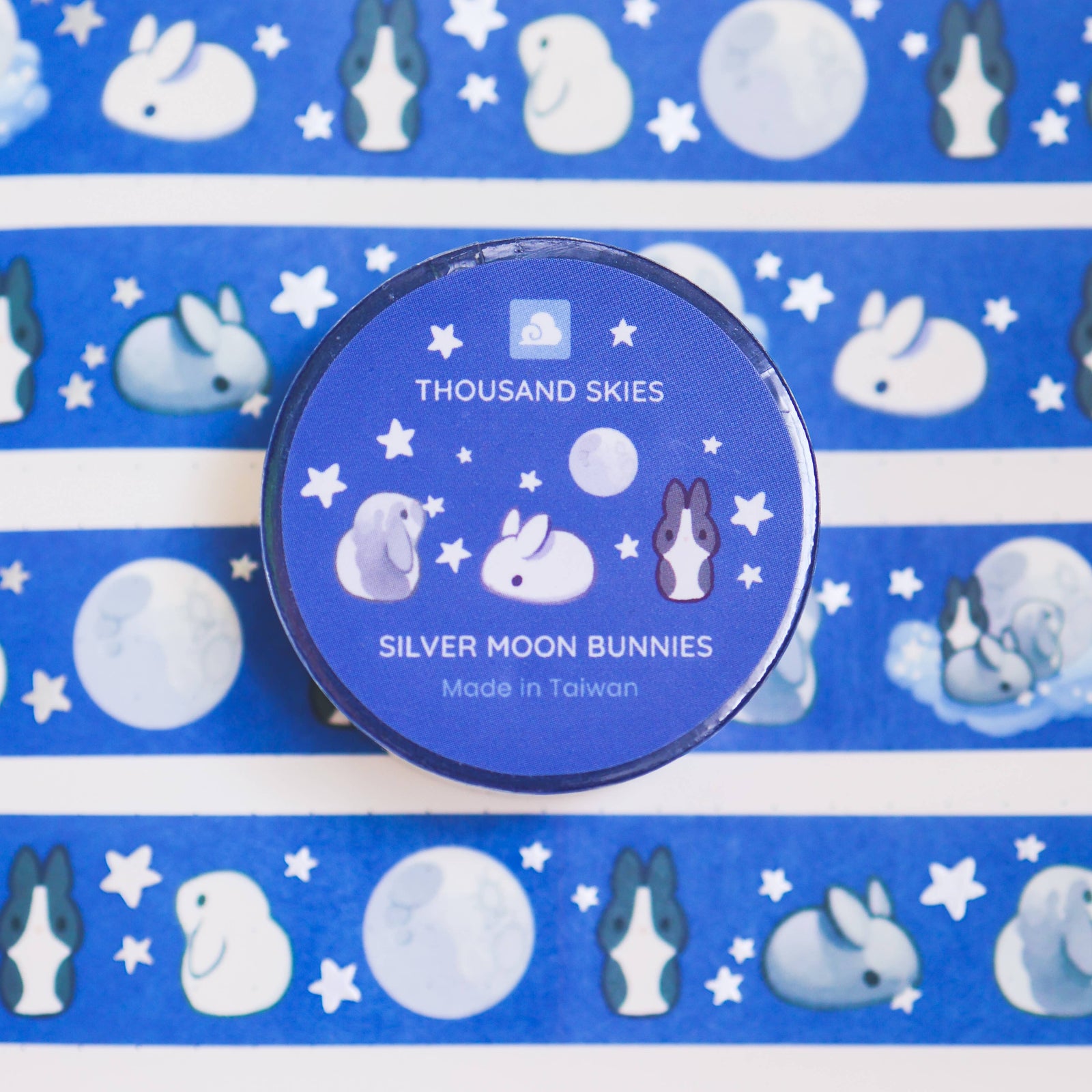 20mm Washi Tape - Silver Moon Rabbit