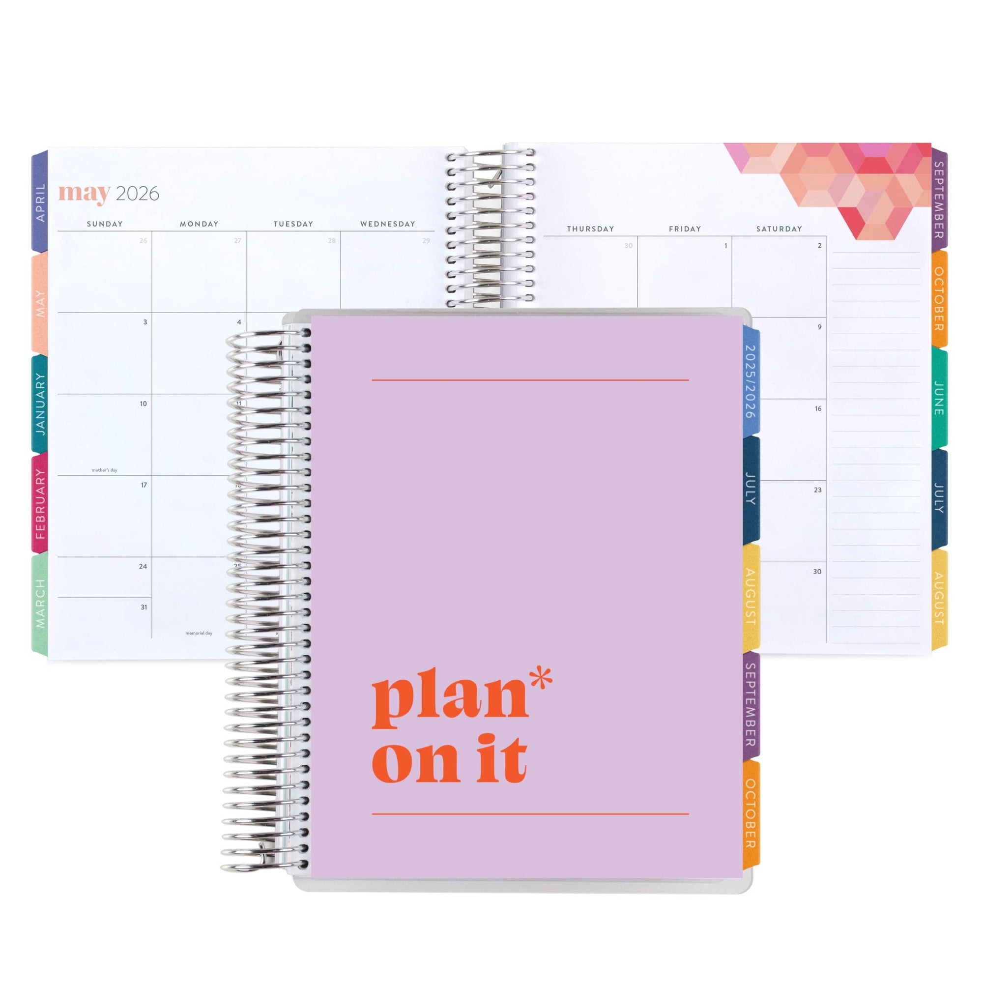 7x9 Monthly Planner - Mantra cover, Hexagon theme