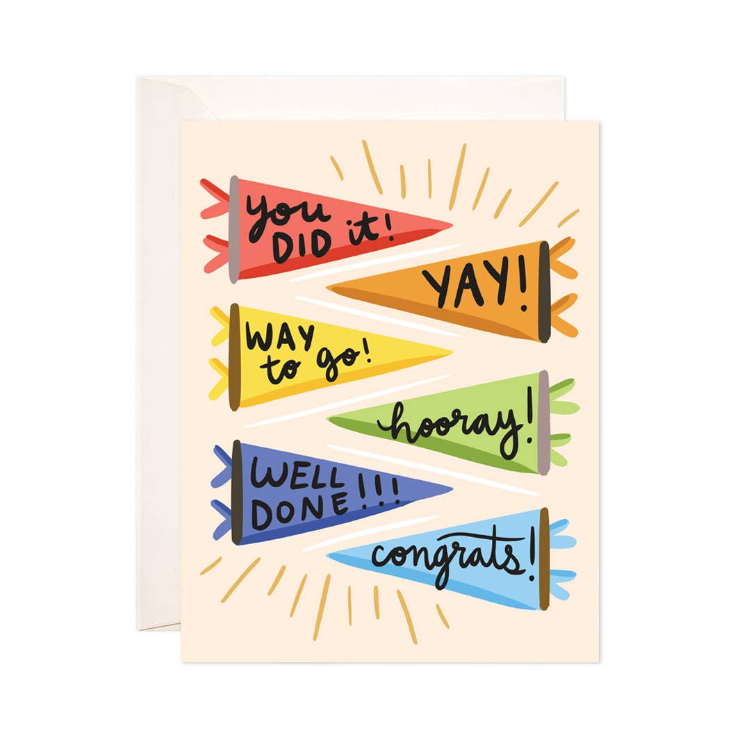 Pennant Congrats Greeting Card - Perfect for Graduation
