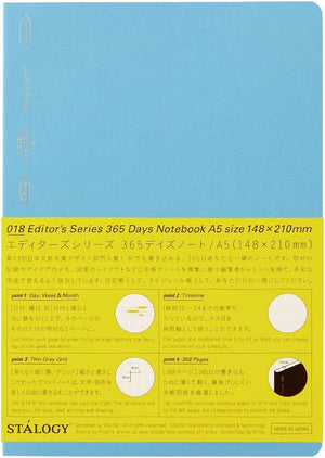 A5 Squared Editors Series 365 Days Notebook Softcover, STALOGY in Blue