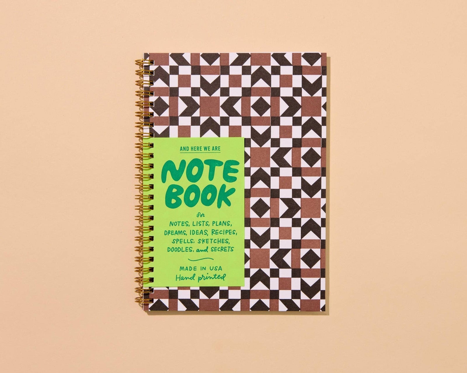 Autumn Quilt Letterpress Spiral Notebook - Made in USA - Crafty- Back to School