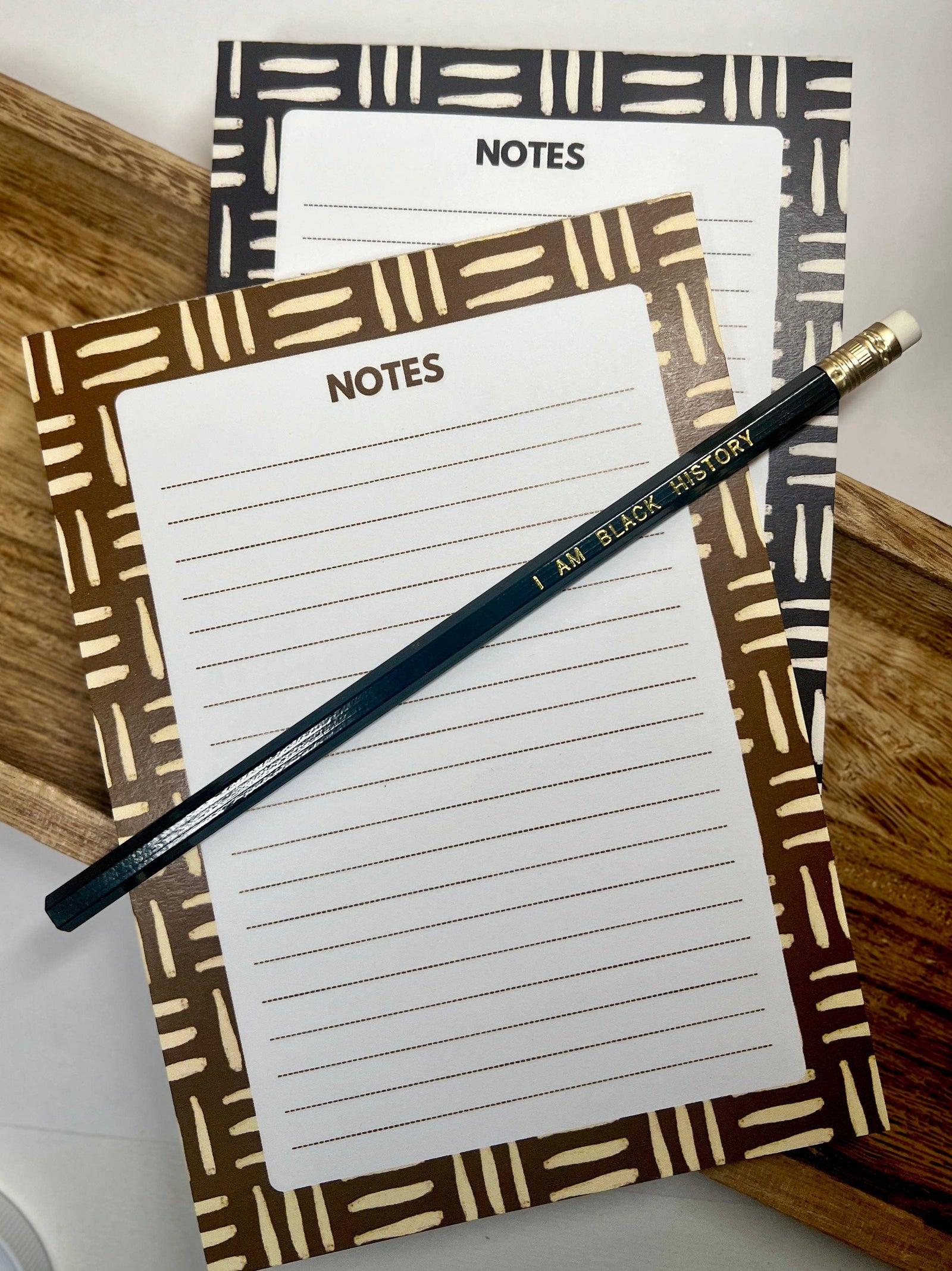 Mudcloth Inspired Notepad: Black