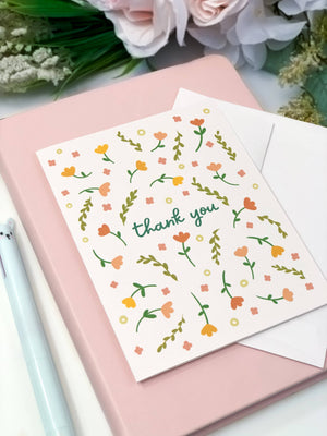 Floral PatternThank You Greeting Card