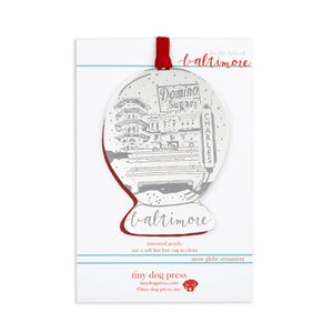 Baltimore Maryland | Snow Globe | Ornament: Wood